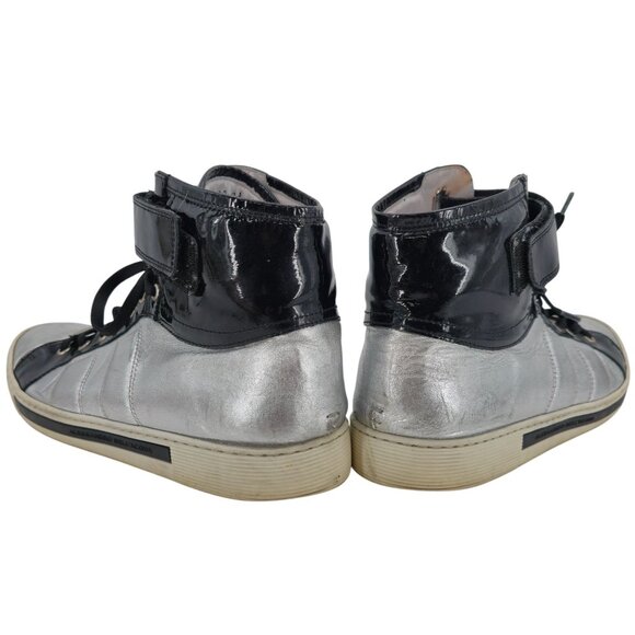 Alessandro Dell'Acqua Black Silver Metallic Fashion High-top Sneakers Mens 10.5 - Picture 5 of 14